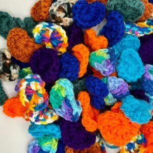 90 Pieces Handmade Mix Color Tiny Crocheted Heart Embellishment Applique